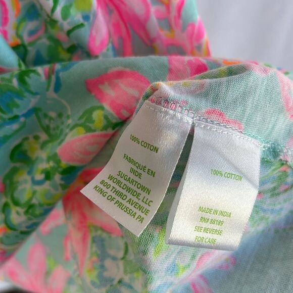 Lilly Pulitzer Jodee Ruffle Sleeve Swing Floral Top - Surf Blue So Shellegant XS - Picture 8 of 9